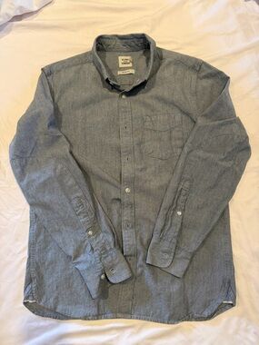 Flint & Tinder Medium Slim Work Shirt Chambray Button-Up Selvedge Grey